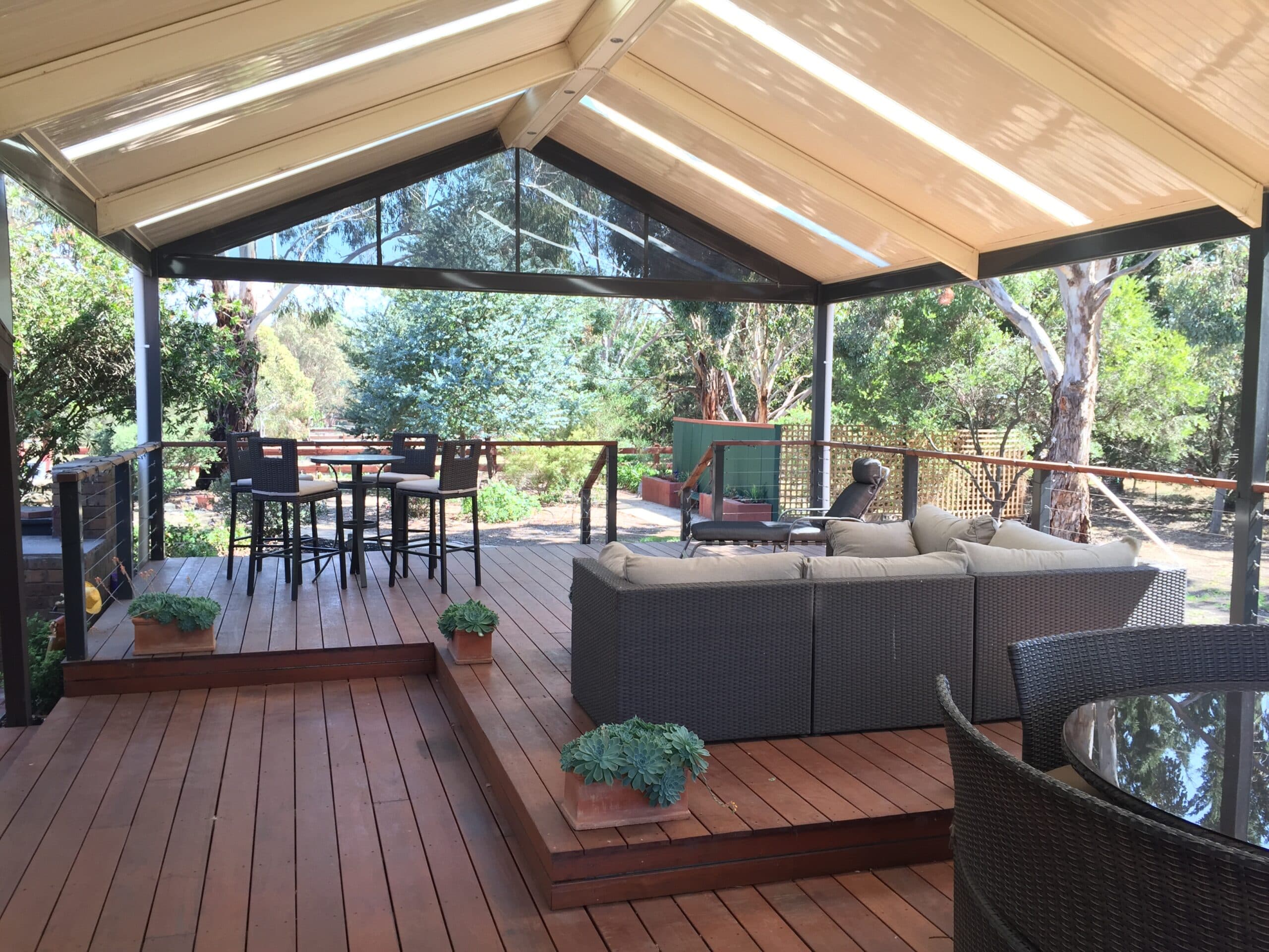 Raised deck with glass balustrade, Pakenham