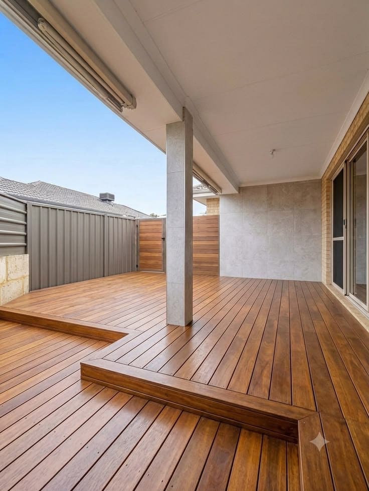 Freshly built timber deck in Melbourne backyard